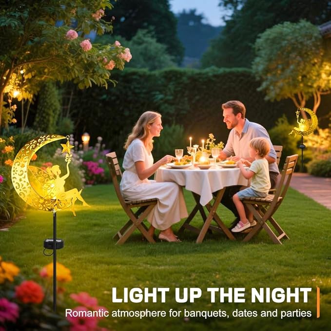 Fairy Garden Accessories – Solar Light Outdoor Statue for Yard, Lawn or Patio – Cute Metal Decoration for Garden Lovers