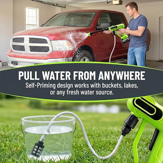 Cordless Portable Washer, 2026 Upgraded 1800 Psi Battery Powered Handheld Washer with 6-in-1 Nozzle, Battery Operated Pressure Washer for Car,Home,Bike,Garden Patio, Outdoor Cleaning (Green)
