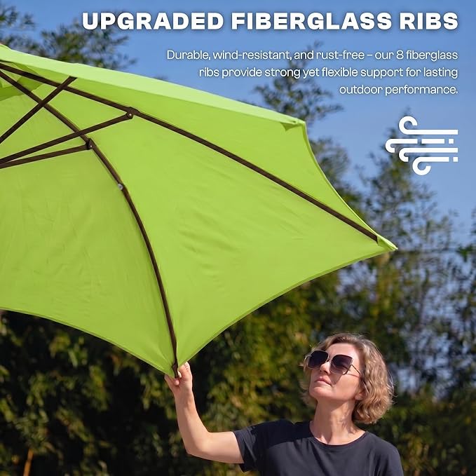 7.5ft Patio Umbrella, Outdoor Table Market Umbrella with Smooth Crank Lift, 6 Windproof Fiberglass Ribs, UPF50+ UV Protection for Deck, Pool, Garden and Backyard