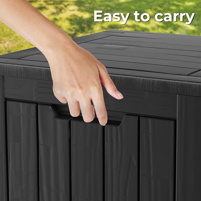 Outdoor Storage Box, 35 Gallon Waterproof Deck Box, Patio Storage Bin Outside Storage, Lockable Toy Chest, Black1-mod1