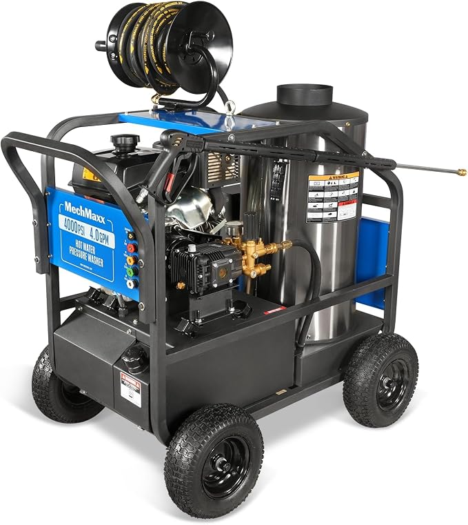 MechMaxx 4000 PSI 4 GPM Kohler E-Start Engine Hot Water Pressure Washer with Hose Reel, HPW40K