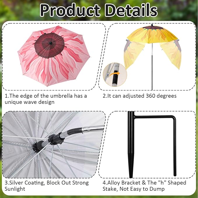 Plant Umbrellas for Outdoor Plants, Large Garden Plant Umbrella Shade Upgraded Adjustable Angle Height for Potted Plants Garden Beds