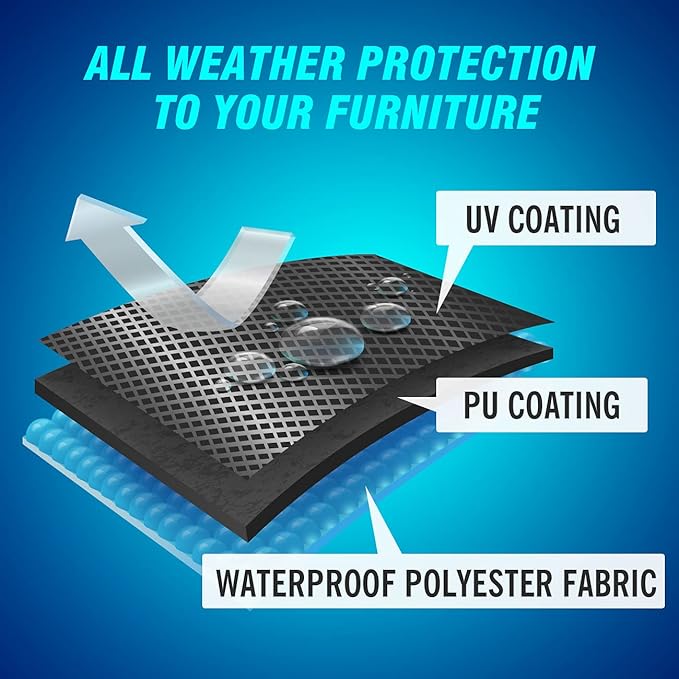 Velway Patio Furniture Cover Outdoor Waterproof Rectangular Patio Table Chair Sofa Set Cover, 108" Lx82 Wx28 H, All Weather Oxford Tear-Resistant Material with Zipper Carrying Bag Windproof Buckles