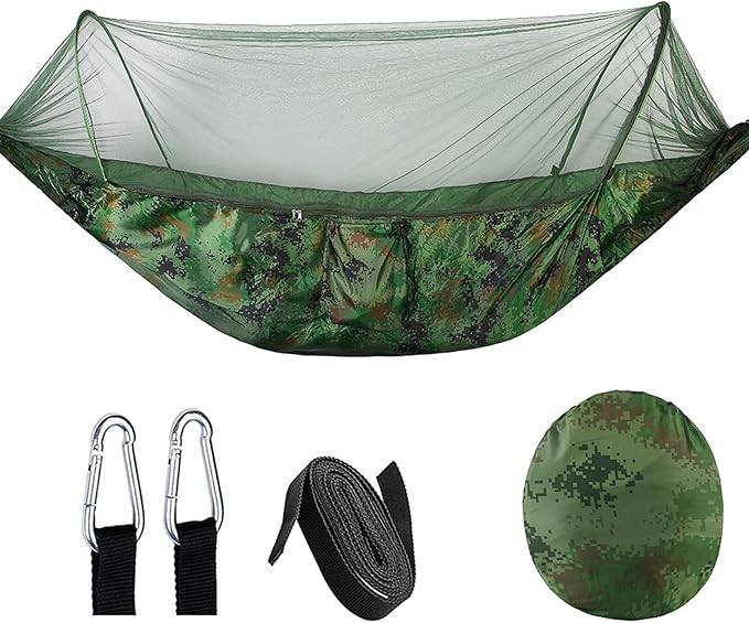 NOBRIM Hammock Portable Hammocks Double-Person with Mosquito Net Automatic Quick-Opening Swing Hammock for Camping Outdoor Indoor Patio