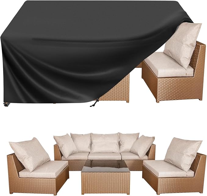 BALEINE Patio Furniture Covers, Outdoor Furniture Covers Waterproof, Heavy Duty Oxford Patio Table Cover for Outdoor Table, Chair, Sofa, Desk (Black, 74"L x 47"W x 28"H)