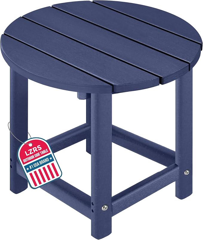 LZRS Adirondack Patio Side Table End Table, Outdoor Coffee Tables for Patio, Backyard,Pool, Indoor Companion, Easy Maintenance & Weather Resistant(Navy Blue)