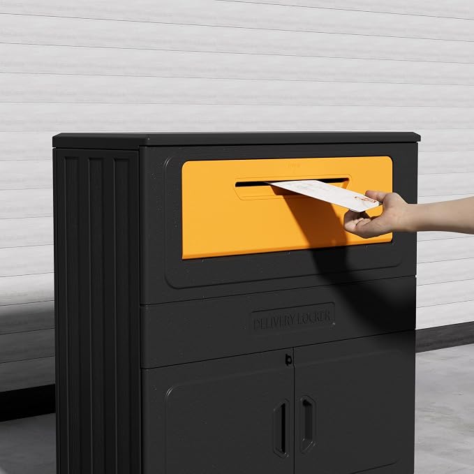 Mrosaa Package Delivery Boxes for Outside,Resin Anti-theft Lockable Package Delivery Box,Waterproof Deck Box for Porch, House, Curb, Patio,Bakcyard