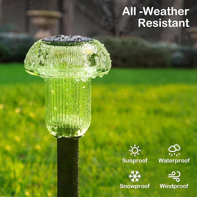 St. Patrick's Day Solar Lights Outdoor 8 Pack Green Solar Pathway Lights Outdoor Mushroom LED Waterproof Lighting Stake for Outside, Yard, Path, Garden, Lawn, Patio, Landscape Decorations