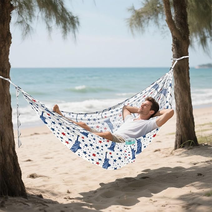 Camping Hammock Outdoor Hammocks for Outside The Statue of Liberty 1 Beach Trees Portable Lightweight with Pockets Tree Straps Indoor Small