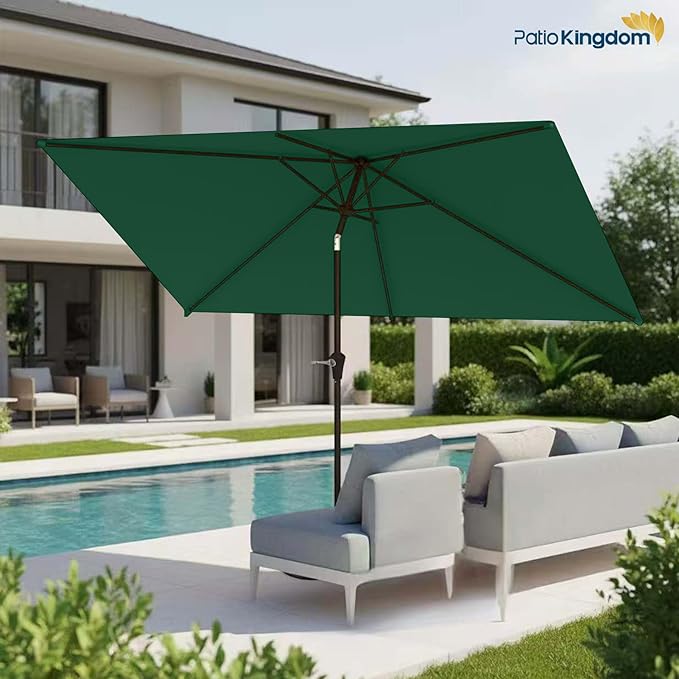 6.5'x10' Rectangular Patio Outdoor Umbrella,Large Coverage with Push-Button Tilt & UV Protection,Sturdy Ribs for Deck,Lawn,Pool,Backyard