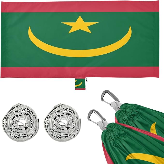 National Flag of Mauritania Hammocks with Portabl Carry Bag Backyard Hammock for Indoor Outdoor Patio