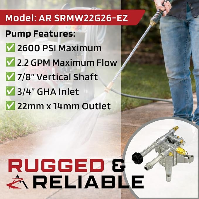 The ROP Shop 2600 psi, 7/8" Shaft, Right-Handed, Pressure Washer Pump & Deluxe Spray Kit