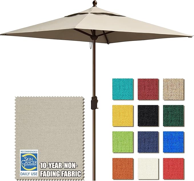 EliteShade USA 10-Year-Non-Fading 6x6Ft Square Market Patio Umbrella, UPF 50+ UV Protection Performance Sun Umbrella, Heavy Duty Commercial Grade Outdoor Table Umbrella with Crank, Windproof Vented Top for Garden, Pool, Deck and Outdoor Playsets, Antiq...