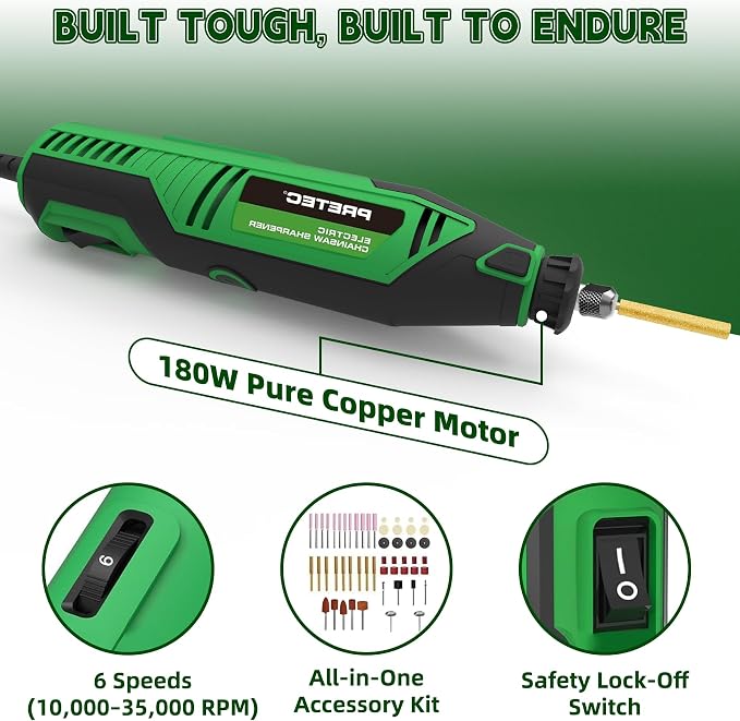 Electric Chainsaw Sharpener Kit, Multi-Purpose Rotary Tool Kit - Chain Saw Sharpener Tool with 54PCS Accessories Angle Attachment Sharpening Wheel Bits for All Chainsaw Chains & DIY Crafts