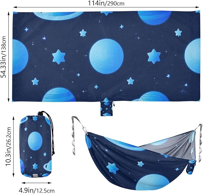 Blue Cosmic Planet 330lb Capacity Hammocks Tree Hammock for Outside Beach Patio Garden sillas para acampar