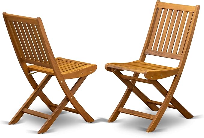 East West Furniture DIDK5CWNA 5 Piece Patio Garden Table Set Includes an Oval Outdoor Acacia Wood Dining Table and 4 Folding Side Chairs, 36x60 Inch, Natural Oil