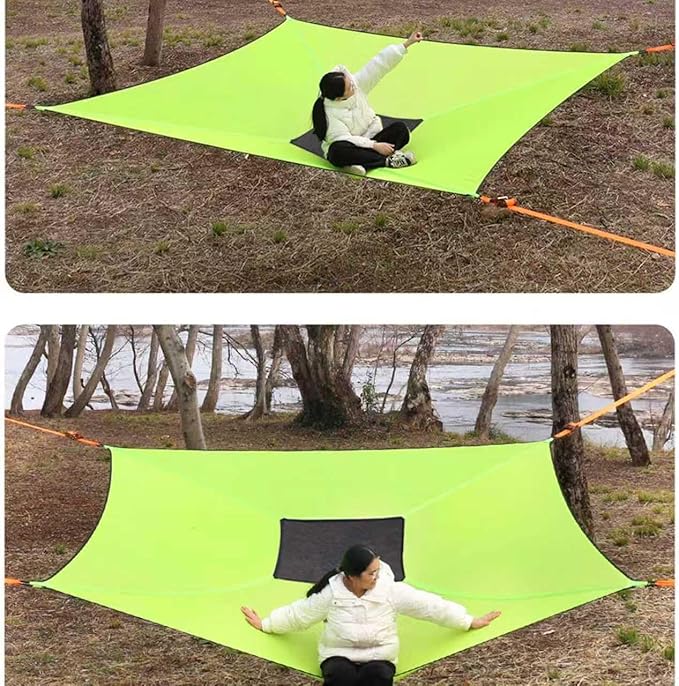 Large Square Hammock 13Ft Multi Person Hammock, Extra Large Sky Camping Hammock for Up to 2-3 Adults/Kids with 4 Ratchetsand Storage Bags