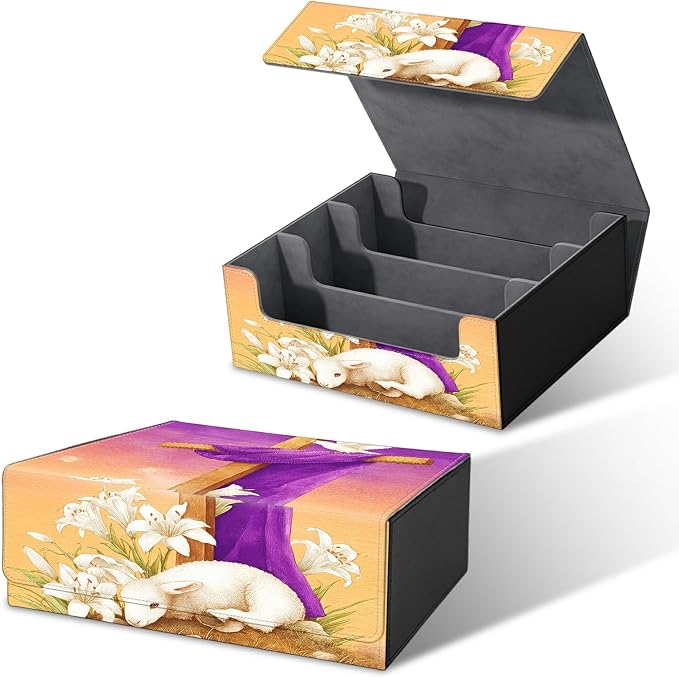 Large Card Deck Box for MTG, Fits 1200+ Sleeved Cards, PU Leather Storage Case with Strong Magnetic Closure, Multiple Colors Available for TCG CCG Baseball Card Collections, Goat Pigeon
