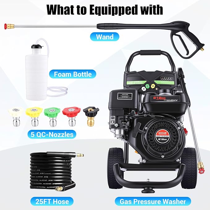 Gas Powered Pressure Washer 4200 PSI Gas Power Washer 4.0 GPM 212CC Commercial High Pressure Washer, with Spray Gun and Extension Wand, 5 Quick Connect Nozzles, Copper Pump,EPA/CARB/ETL (Black)