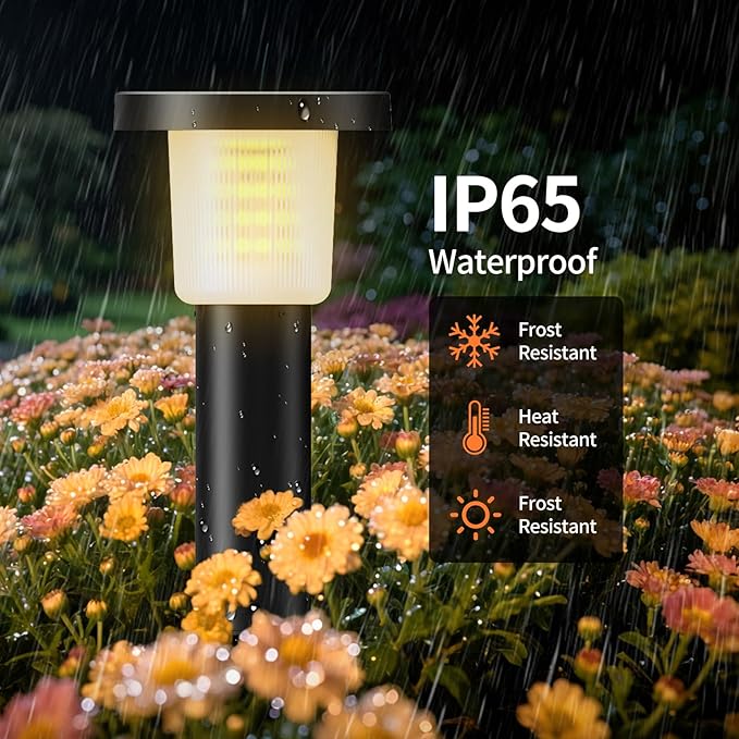 intelamp Solar Garden Lights Outdoor Waterproof, 2 Pack Bright LED Solar Powered Patio Decor Lighting Outside with Remote Control 3 Color Auto On/Off Yard Light for Lawn Pathway Porch Landscape Path