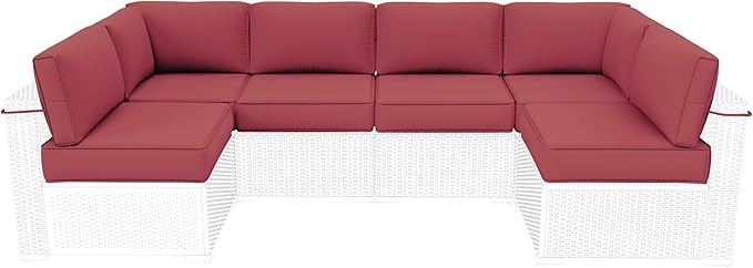 Outdoor Furniture Replacement Cushions, 5" Foam Foam High-Density, Fits 6-seat Sectional Rattan Conversation Set, 14 Piece Patio Water-Resistant Replacement Sofa Cushions, Liner&Cover