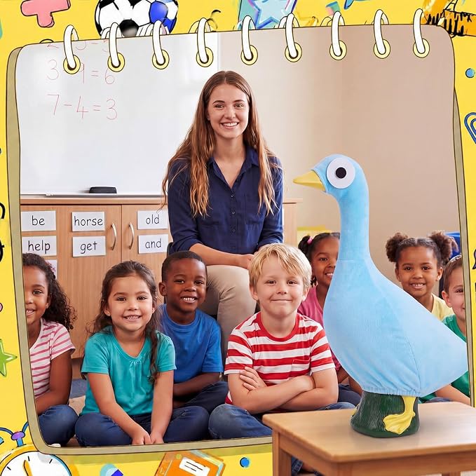 Back to School Porch Goose Outifts Blue Bird Goose Clothes for 23 Inch Gooses Statue for Back to School World Book Day for Library Classroom Outdoor Lawn Decor