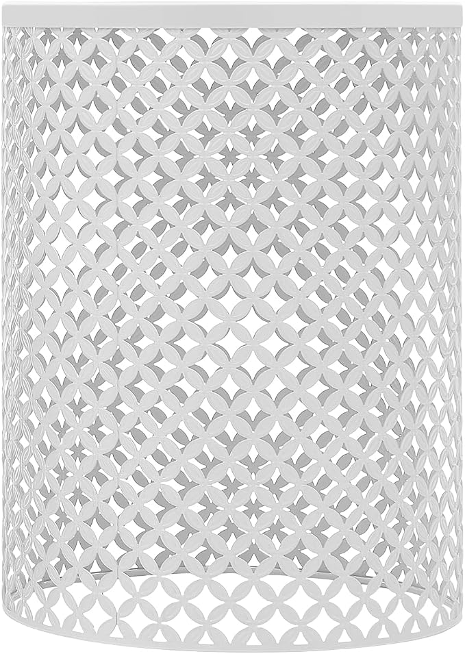2Pcs Side Table, Heavy Duty Metal Frame Side Table Modern End Table Round Coffee Table End Table Garden Stools for Indoor Outdoor Patio Decorative (White)