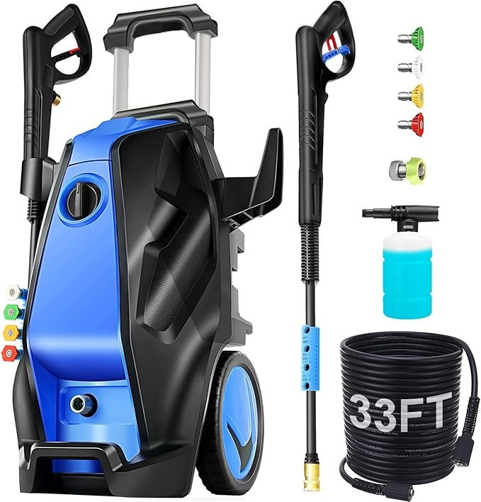 5000 PSI Pressure Washer, 4.0GPM Electric Power Washer,2000W High Pressure Washer, Professional Washer Cleaner, with Soap Bottle and 33FT Hose, Best for Cleaning Cars,Driveways,Patios (Blue)