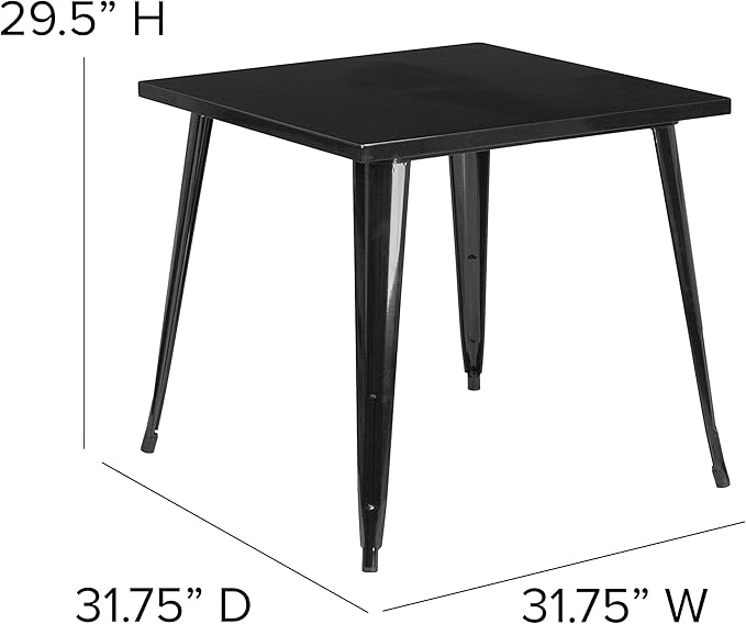 Flash Furniture Toby Commercial Grade 31.75" Square Black Metal Indoor-Outdoor Table