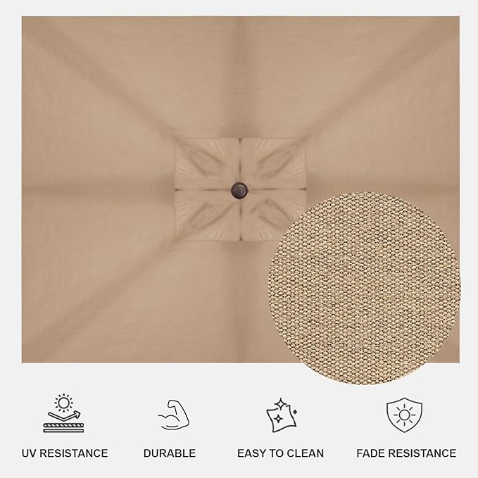 Treasure Garden AKZ PLUS Cantilever Umbrella 10'x13' Rectangular Obravia Sand Canopy and Bronze Frame with Rolling Base