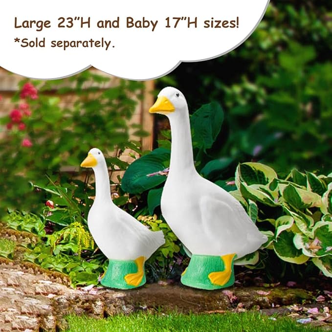 Fox Valley Traders Official Gaggleville 23" Large White Goose, Plastic Garden Décor, Vibrant and Clean Painted Goose Feet - Indoor or Outdoor Decorative Figurine for Garden, Patio, or Entryway Accent