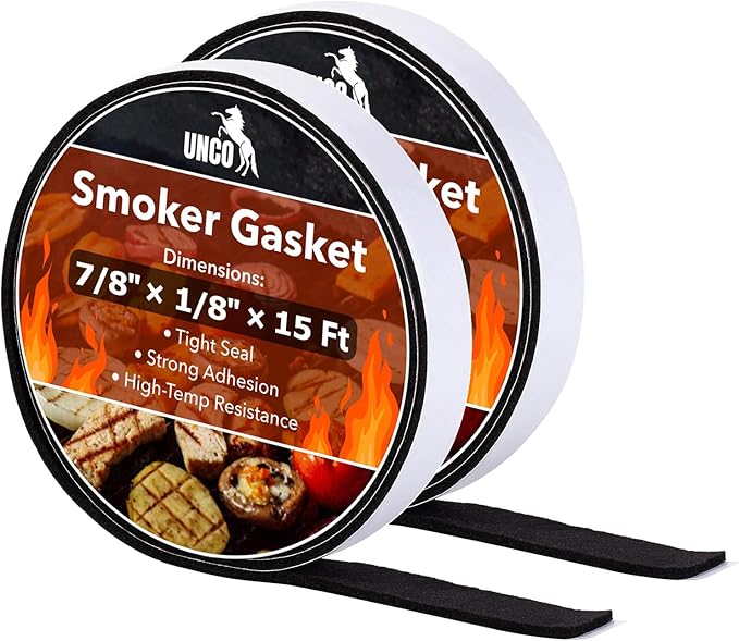 UNCO- Smoker Gasket, 15 FT, 7/8" x 1/8", 2 Pack, Smoker Gasket Seal High Temp
