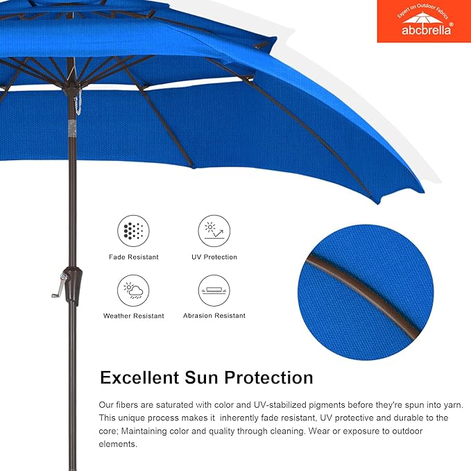 ABCCANOPY 5-Year 10-Year No Fading 9FT 3 Tiers Patio Umbrella, Outdoor Table Umbrella with 8 Sturdy Ribs for Deck, Backyard, Garden, Yard