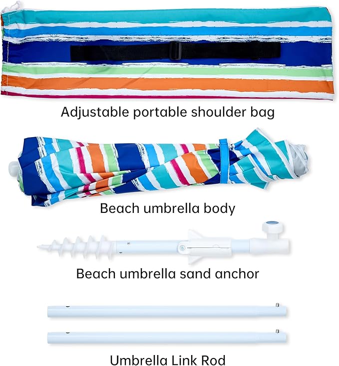 Aohanoi Outdoor Umbrella - Sun Protection, Rain Resistant, Windproof with Manual Open-Close Feature - Ideal for Beach, Camping, and Picnics