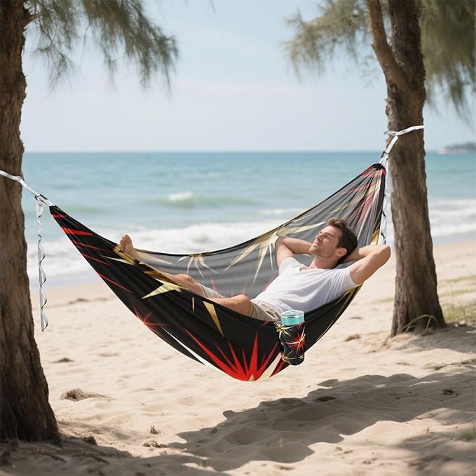 Golden Stars Hammocks with Tree Straps Swing Hammock for Indoor Outdoor Patio