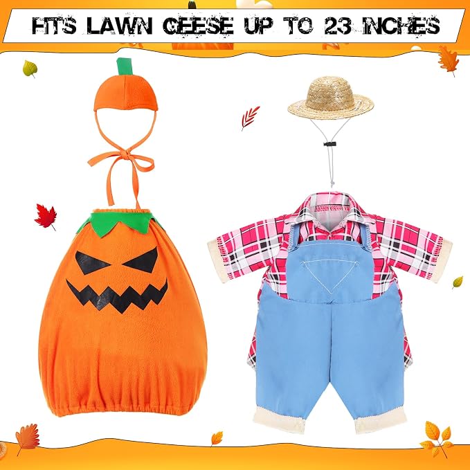2 Set Halloween Goose Outfit Lawn Porch Goose Cloths Plastic Clothing Fall Halloween Outfit for 23 Inches Outdoor Patio Yard Lawn Art Decoration