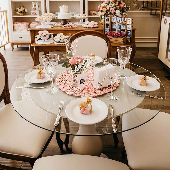 56" Inch Round Glass Table Top 3/8" Thick Pencil Polish Edge Tempered by Fab Glass and Mirror