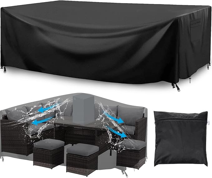 Outdoor Furniture Cover Waterproof, Patio Furniture Covers 137 Inch Large Size Sectional Couch Covers Rectangle Outside Weatherproof for Deck, Lawn and Backyard 137"L X 102"W X 35"H