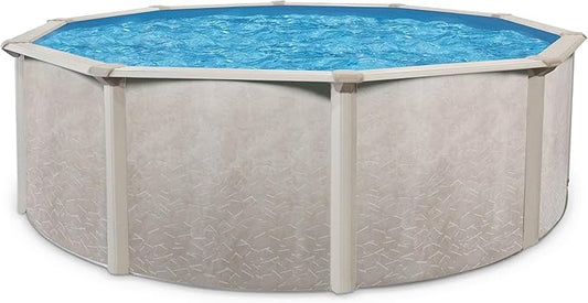 Aquarian Above Ground Swimming Pool, Phoenix Steel-Frame, Round, 21' x 52", Tan - Large Heavy-Duty Outdoor Family Pool for Backyard, Patio, and Yard
