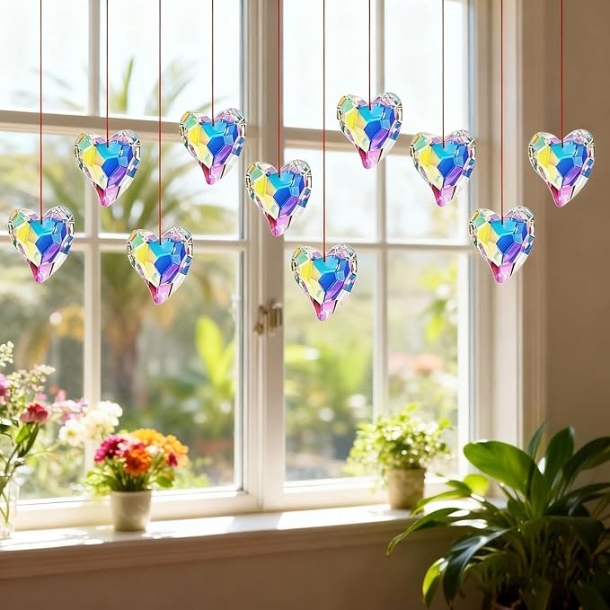 70mm Heart Crystal Prisms Suncatchers for Window Hanging Rainbow Maker Gift | Colorful,Sun Catcher Indoor Window,Glass Ornament for Christmas Tree Valentine's Anniversary Wedding Party Decoration
