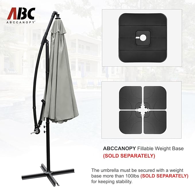ABCCANOPY Premium Cantilever Patio Umbrellas 9FT (Light Gray)