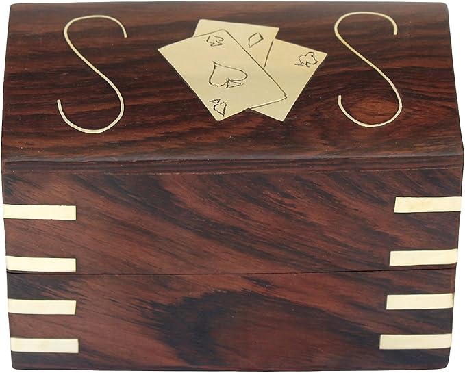 IBLAY Wooden Double Deck Playing Card Box Holder - Solid Wood Storage Case for 2 Poker or Bridge Decks, Handmade Card Organizer, Decorative Travel-Friendly Gift