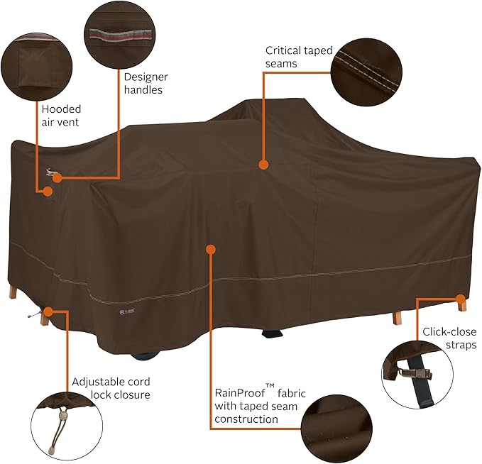 Classic Accessories Madrona Waterproof 100 x 80 x 36 Inch General Purpose Patio Cover, Dark Cocoa