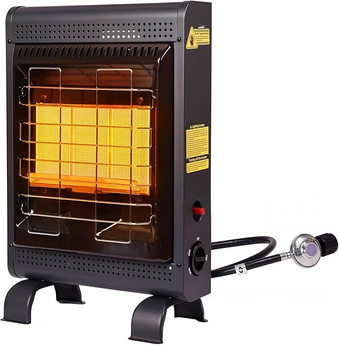Propane Heater Indoor and Outdoor,18000 BTU Propane Patio Heater with ODS & Tip-over Protection, Outdoor Heaters with Gas Regulator & Hose Heat up to 450 Sq.Ft, for Patio, Garage, Camping,Workshops