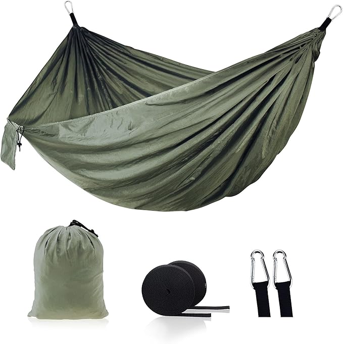 Camping Hammock, Camping Hammock Lightweight Parachute Nylon Portable Hammock with Tree Ropes and Carabiners, for Outdoors, Backpacking, Hiking, Camping, Travel, Beach, Backyard & Garden(#4)