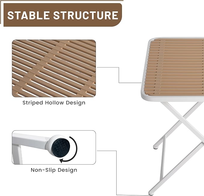 LUMISOL 5 Piece Outdoor Dining Table Set, All Weather Square Table and Chairs Set with Striped Color Block Chairs and Sturdy Metal Legs for Garden, Backyard, Poolside, Yellow+Green+Orange
