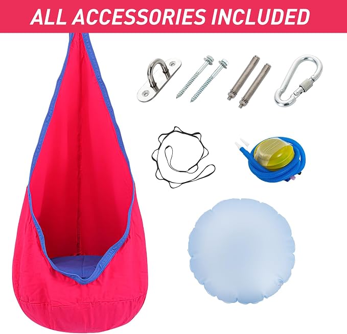 YAERSI Kids Pod Swing Seat, Cotton Hammock Chair with PVC Inflatable Cushion,Sensory Swing for Indoor and Outdoor Play Portable
