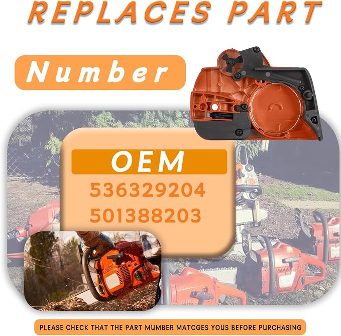 Chain Brake Clutch Cover Assembly for Husqvarna 435 440 Chainsaw, Includes Snap Clips & Bar Nuts, Replacement for 435E, 435 II, 435 X-Torq, OEM #536329204