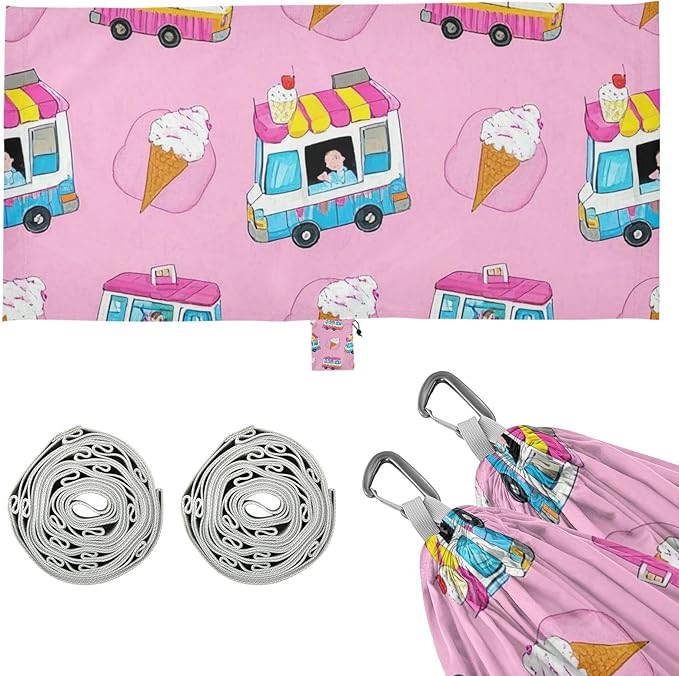 Pink Ice Cream Truck Summer 330lb Capacity Hammocks Swing Hammock for Camping & Hiking Essential hamacas para adultos con soporte
