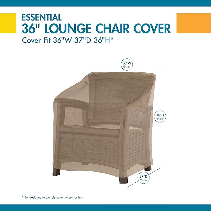 DUCKCOVERS Essential Water-Resistant 36 Inch Patio Lounge Chair Cover, Patio Furniture Covers